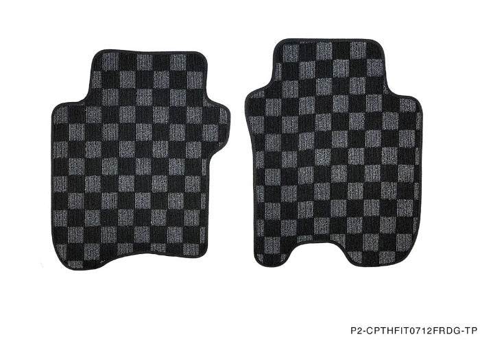 Phase 2 Motortrend (P2M) Checkered Carpet Race Floor Mats Front & Rear - Honda Fit GE (2009-2013)