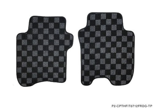 Phase 2 Motortrend (P2M) Checkered Carpet Race Floor Mats Front & Rear - Honda Fit GE (2009-2013)