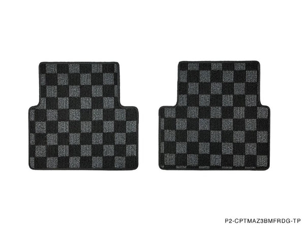 Phase 2 Motortrend (P2M) Checkered Carpet Race Floor Mats Front & Rear - Mazda 3 (BM/BN) 2014-2018