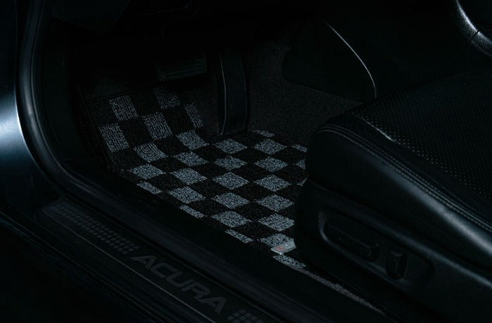 Phase 2 Motortrend (P2M) Checkered Flag Race Carpet Floor Mats Front & Rear - Acura TSX CL9 (2003-2007)