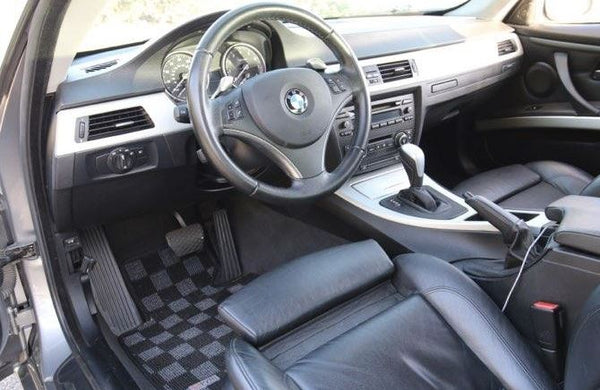 Phase 2 Motortrend (P2M) Checkered Flag Race Carpet Floor Mats Front & Rear - BMW E90 / E92 3 Series (2006-2012)