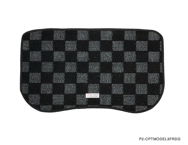 Phase 2 Motortrend (P2M) Checkered Flag Dark Grey Race 5pc Carpet Floor Mats - Tesla Model 3 (2017+)