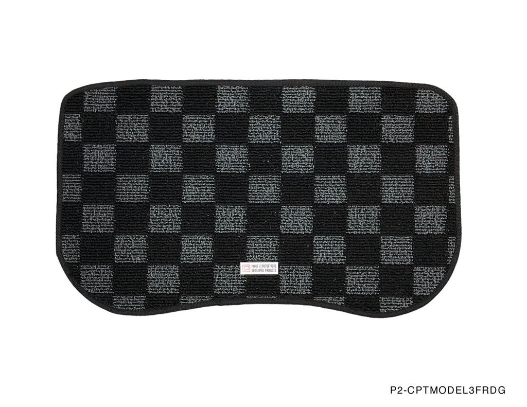 Phase 2 Motortrend (P2M) Checkered Flag Dark Grey Race Front Trunk Mat - Tesla Model 3 (2017+)