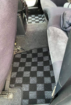 Phase 2 Motortrend (P2M) Front & Rear Checkered Flag Race Carpet Floor Mats - Nissan R32 Skyline GT-R