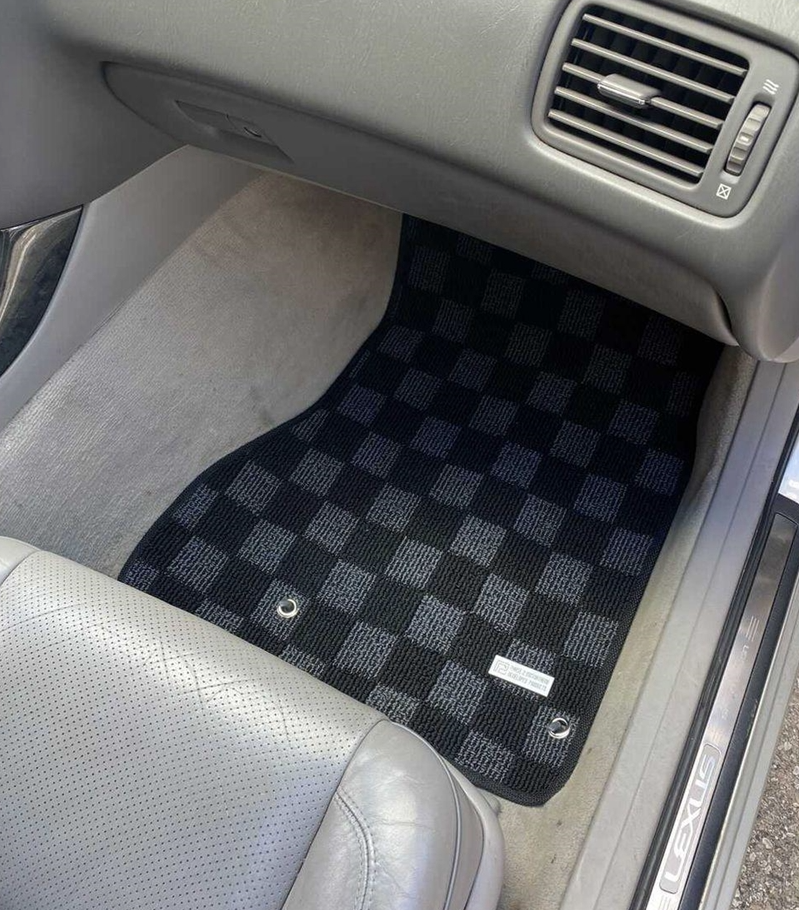 Phase 2 Motortrend (P2M) Front & Rear Checkered Carpet Floor Mats - Lexus GS300 GS400 (2000-2004)