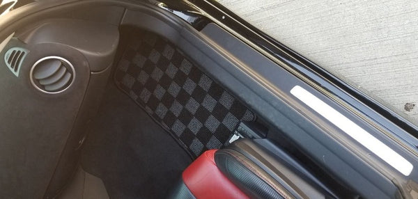 Phase 2 Motortrend (P2M) Checkered Flag Race Extended Carpet Floor Mats Front & Rear - Mazda RX-8 (2003-2012)