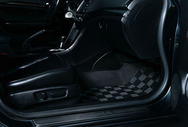 Phase 2 Motortrend (P2M) Checkered Flag Race Carpet Floor Mats Front & Rear - Acura TSX CL9 (2003-2007)