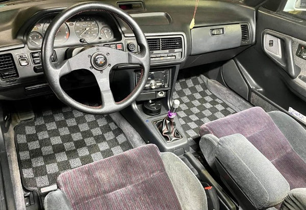 Phase 2 Motortrend (P2M) Checkered Flag Race Carpet Floor Mats Front & Rear - Acura Integra DA / DB (1990-1993)