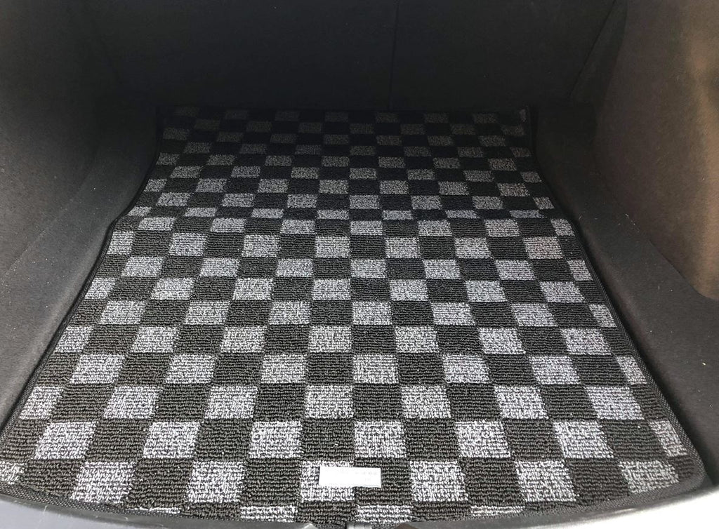 Phase 2 Motortrend (P2M) Checkered Flag Dark Grey Race 5pc Carpet Floor Mats - Tesla Model 3 (2017+)