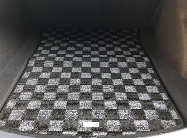 Phase 2 Motortrend (P2M) Checkered Flag Dark Grey Race 5pc Carpet Floor Mats - Tesla Model 3 (2017+)