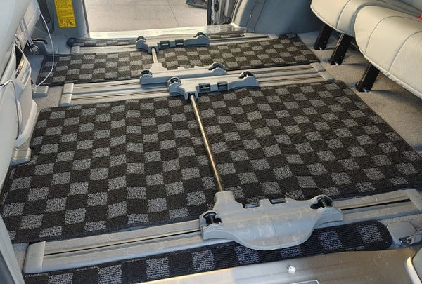 Phase 2 Motortrend (P2M) Checkered Front & Rear Carpet Floor Mats - Toyota 8 Seater Sienna XL30 (2011-2020)