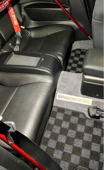 P2M Front & Rear Checkered Floor Mats (Dark Grey) - Infiniti G35 Coupe / Sedan (2003-2007) - P2-CPTIG35DG-TP
