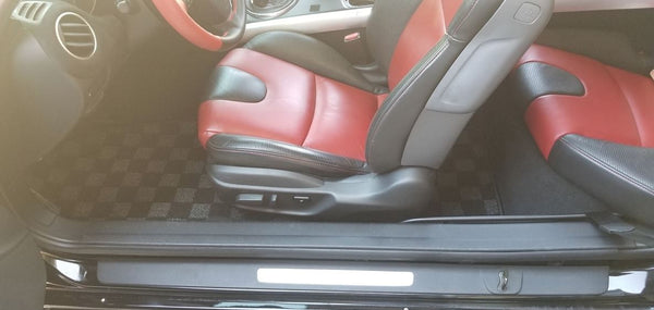 Phase 2 Motortrend (P2M) Checkered Race Carpet Floor Mats Set of 4 - Mazda RX-8 (2003-2012)