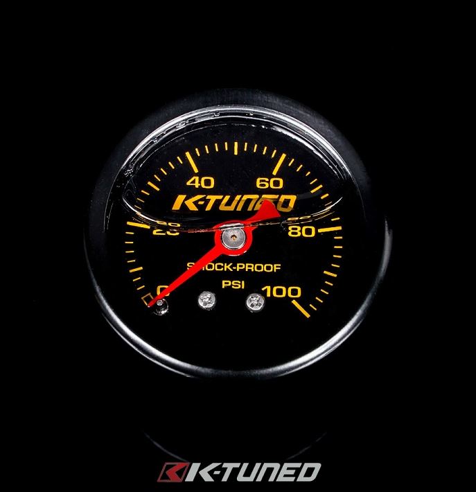K-Tuned Shock Proof Fuel Pressure Gauge Marshall 0-100 psi - UNIVERSAL