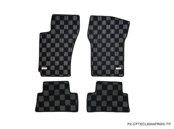 Phase 2 Motortrend (P2M) Checkered Carpet Race Floor Mats Front & Rear - Plymouth: Laser (1990-1994)