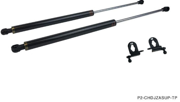 Phase 2 Motortrend (P2M) Carbon Fiber Series Engine Hood Bonnet Dampers Set - Toyota Supra MK4 JZA80 (1993-1998)