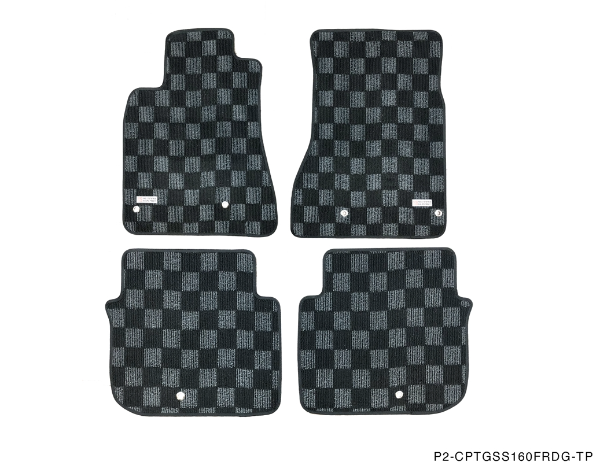Phase 2 Motortrend (P2M) Front & Rear Checkered Carpet Floor Mats - Lexus GS300 GS400 (2000-2004)