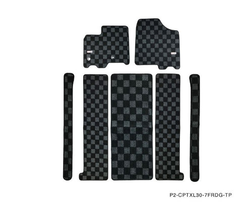 Phase 2 Motortrend (P2M) Checkered Front & Rear Carpet Floor Mats - Toyota 7 Seater Sienna XL30 (2011-2020)