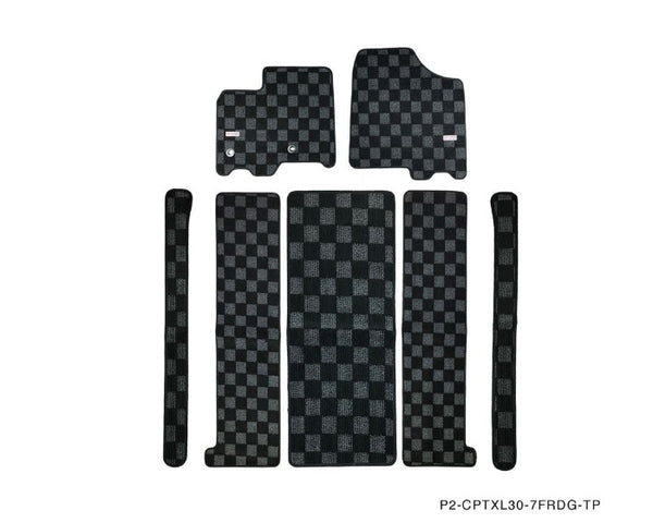 Phase 2 Motortrend (P2M) Checkered Front & Rear Carpet Floor Mats - Toyota 7 Seater Sienna XL30 (2011-2020)