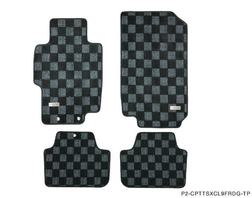 Phase 2 Motortrend (P2M) Checkered Flag Race Carpet Floor Mats Front & Rear - Acura TSX CL9 (2003-2007)