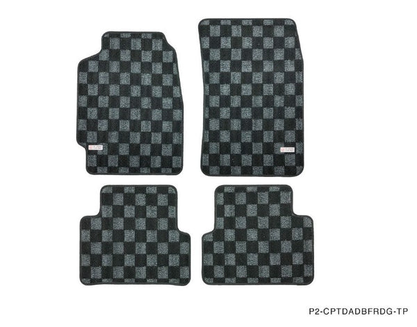 Phase 2 Motortrend (P2M) Checkered Flag Race Carpet Floor Mats Front & Rear - Acura Integra DA / DB (1990-1993)