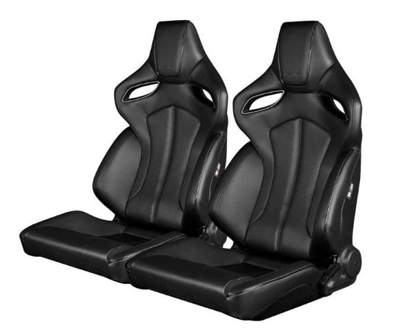 Braum Racing Orue Series Recline-able Racing Seat - Black Leather - PAIR