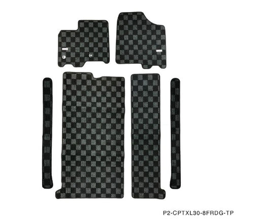 Phase 2 Motortrend (P2M) Checkered Front & Rear Carpet Floor Mats - Toyota 8 Seater Sienna XL30 (2011-2020)