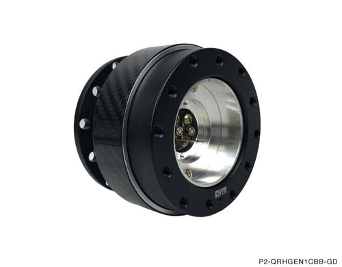 Phase 2 Motortrend (P2M) V1 Steering Wheel Quick Release Hub Kit Universal Fitment - Carbon Ring Black Base