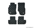 Phase 2 Motortrend (P2M) Front & Rear Checkered Race Carpet Floor Mats (Dark Grey) - Infiniti G35 Coupe / Sedan (2003-2007)