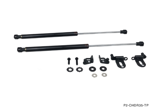 Phase 2 Motortrend (P2M) Carbon Fiber Series Engine Hood Bonnet Dampers Set - Nissan R35 GT-R (2008+)