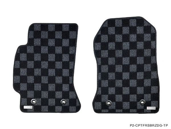 Phase 2 Motortrend (P2M) Checkered Race Carpet Floor Mats - Scion FR-S (2013-2016)