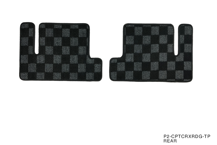 P2M Checkered Flag Rear Carpet Floor Mats - Honda Civic CRX 1988-1991