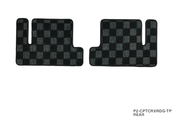Phase 2 Motortrend (P2M) Checkered Flag Rear Carpet Floor Mats - Honda Civic CRX 1988-1991