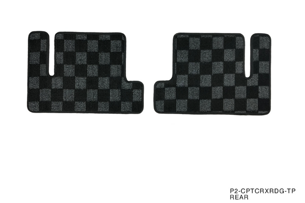 Phase 2 Motortrend (P2M) Checkered Flag Rear Carpet Floor Mats - Honda Civic EG6 Hatch CRX