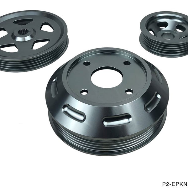 Phase 2 Motortrend (P2M) Aluminum 3pc Pulley Kit - Nissan Silvia 240SX S13 SR20DET