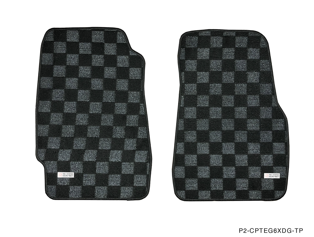 P2M Extended Checkered Floor Mats - Honda Civic EG6 Hatchback (1991-1995) - P2-CPTEG6XDG-TP