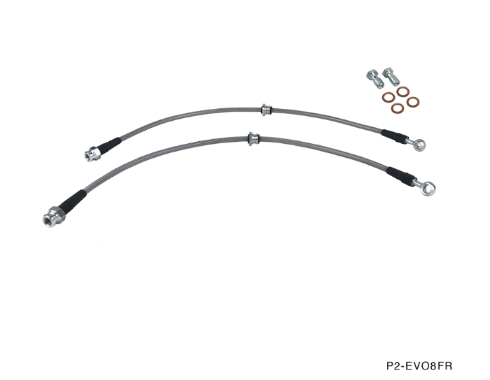 P2M Braided Front Brake Lines - Mitsubishi Lancer Evolution 8 VIII