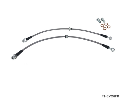 Phase 2 Motortrend (P2M) Stainless Steel Braided Front Brake Lines - Mitsubishi Lancer Evolution 8 VIII