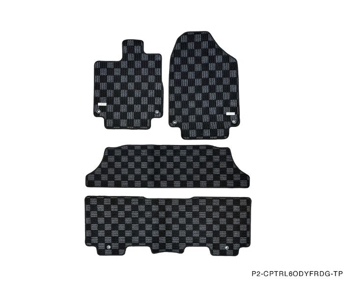 Phase 2 Motortrend (P2M) Checkered Carpet Race Floor Mats Front & Rear - Honda Odyssey RL6 (2018+)