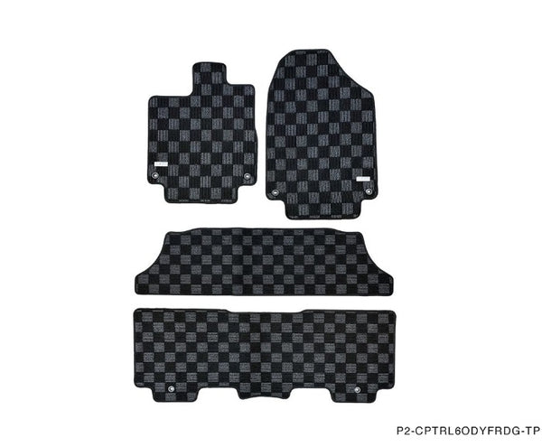 Phase 2 Motortrend (P2M) Checkered Carpet Race Floor Mats Front & Rear - Honda Odyssey RL6 (2018+)