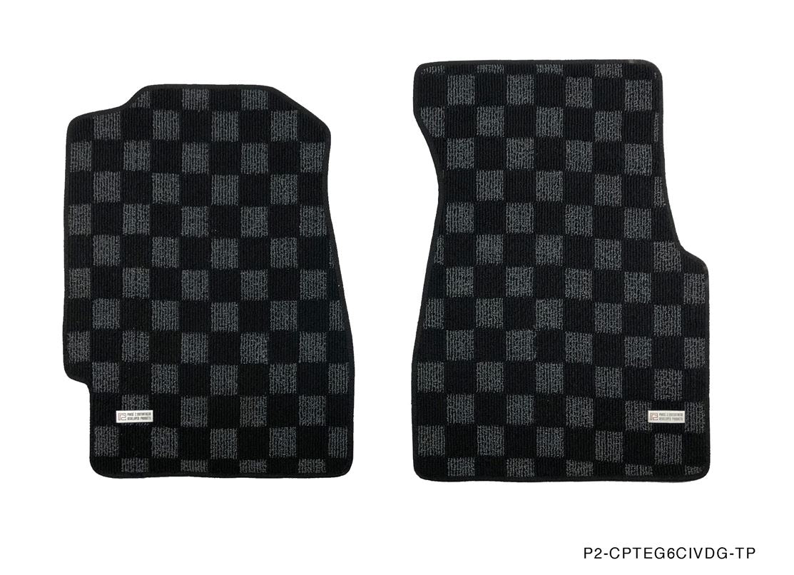 P2M Checkered Floor Mats - Honda Civic EG6 Hatchback (1991-1995)