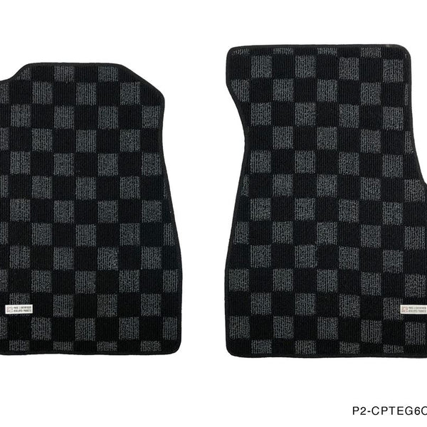 Phase 2 Motortrend (P2M) Checkered Flag Race Standard Coverage Carpet Floor Mats - Honda Civic EG6 Hatchback (1991-1995)