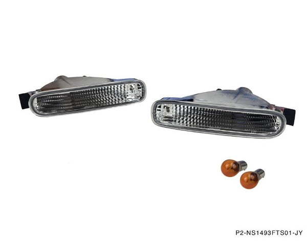 Phase 2 Motortrend (P2M) Clear Front Turn Signal Lights - Nissan 240sx S14 Zenki Navan Front Bumper(1995-1996)