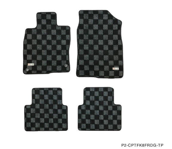 Phase 2 Motortrend (P2M) Checkered Flag Race Carpet Floor Mats Front & Rear - Honda Civic & Type R (2015-2022)