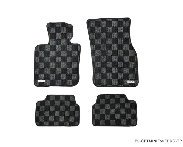 Phase 2 Motortrend (P2M) Checkered Carpet Race Floor Mats Front & Rear - Mini Cooper F55 4 Door (2016-2022)