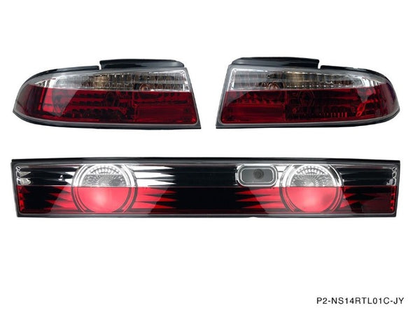 Phase 2 Motortrend (P2M) Crystal Clear Rear Taillight Kit 3pcs - Nissan 240sx S14