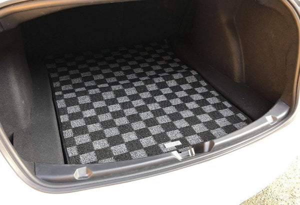 Phase 2 Motortrend (P2M) Checkered Flag Dark Grey Race Rear Trunk Mat - Tesla Model 3 (2017+)