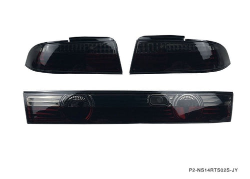Phase 2 Motortrend (P2M) 3pc Crystal Clear Smoked LED Rear Taillights - Nissan 240sx S14 (1995-1998)