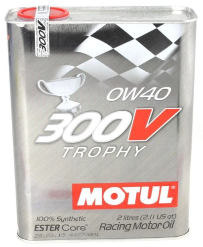 MOTUL 300V Trophy 0W40 Fully Synthetic-Ester Racing Engine Motor Oil -  2 Liter (2.11QT)