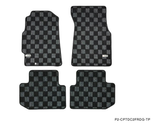 Phase 2 Motortrend (P2M) Checkered Flag Race Carpet Floor Mats Front & Rear - Acura Integra DC2 (1994-2001)
